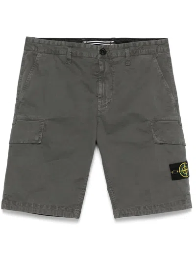 Stone Island Compass-badge Cargo Shorts In Grey