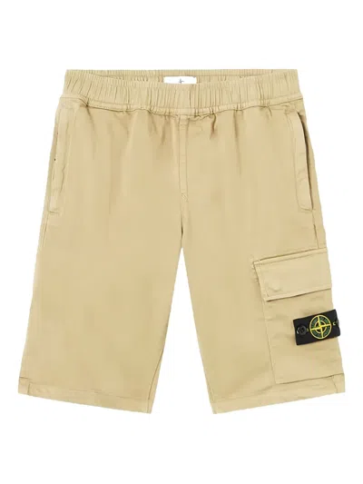 Stone Island Kids' Compass-badge Cargo Shorts In Neutral