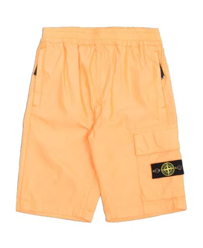 Stone Island Compass-badge Cargo Shorts In Orange