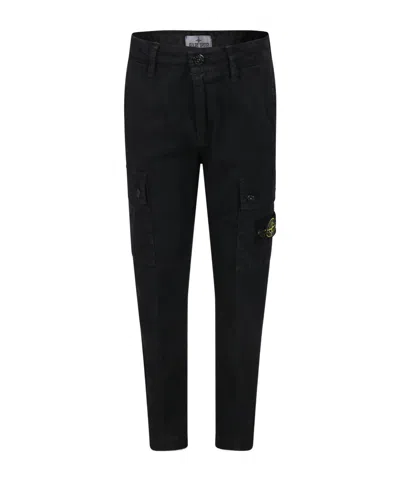 Stone Island Compass-badge Cargo Trousers In Black
