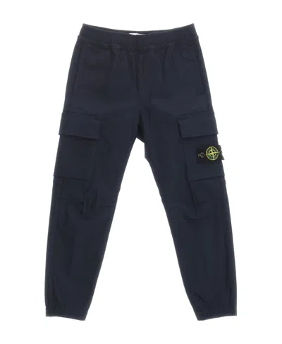 Stone Island Compass-badge Cargo Trousers In Blue