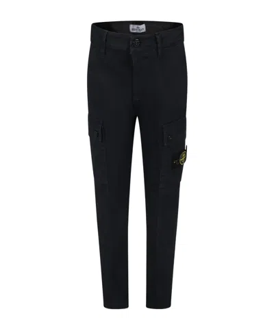 Stone Island Compass-badge Cargo Trousers In Blue