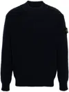 Stone Island Compass-badge Chunky Jumper In Blue