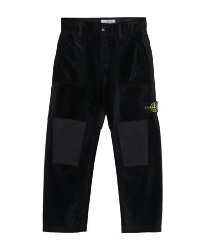 Stone Island Compass-badge Corduroy Trousers In Blue