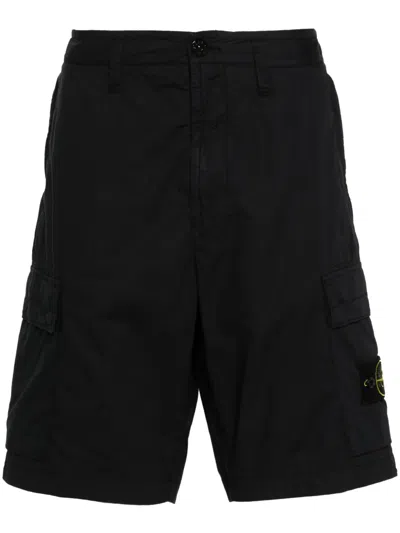 Stone Island Compass-badge Cotton Cargo Shorts In Black