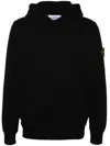 Stone Island Hooded Sweatshirt In Brushed Organic Cotton Fleece In Black