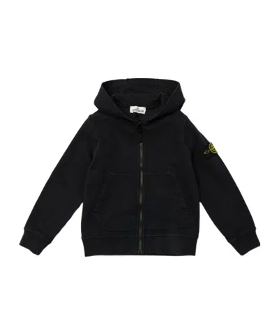 Stone Island Compass-badge Cotton Hoodie In Blue