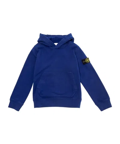 Stone Island Compass-badge Cotton Hoodie In Blue