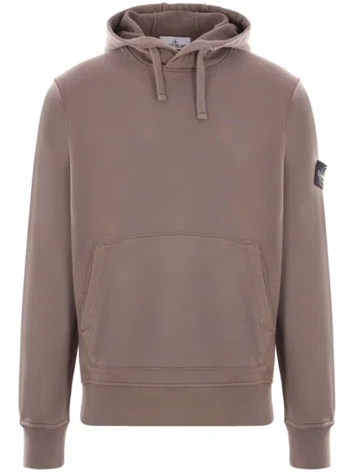 Stone Island Compass-badge Cotton Hoodie In Brown