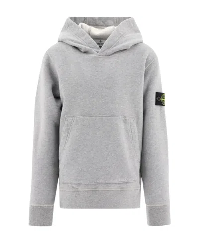 Stone Island Compass-badge Cotton Hoodie In Gray