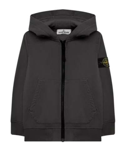 Stone Island Compass-badge Cotton Hoodie In Gray