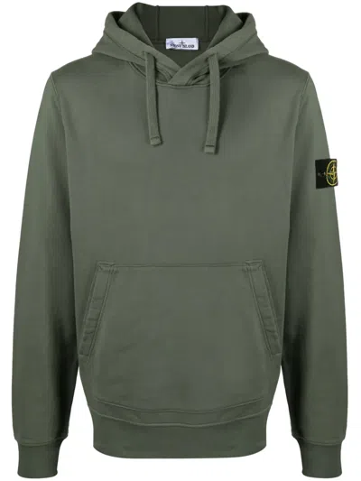 Stone Island Compass-badge Cotton Hoodie In Green