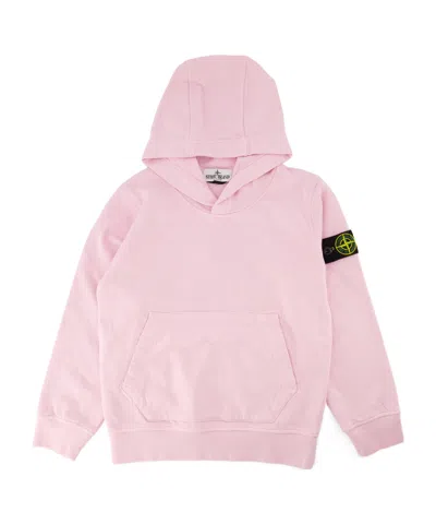 Stone Island Compass-badge Cotton Hoodie In Pink
