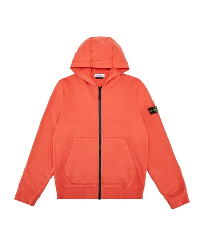 Stone Island Compass-badge Cotton Hoodie In Red