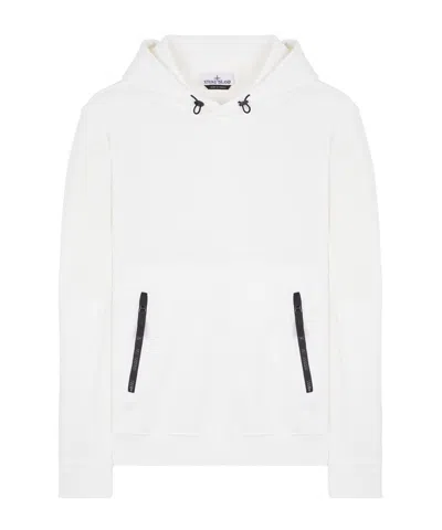 Stone Island Compass-badge Cotton Hoodie In White