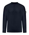 Stone Island Cotton Sweatshirt With Logo Embroidery On The Left Sleeve In Blue