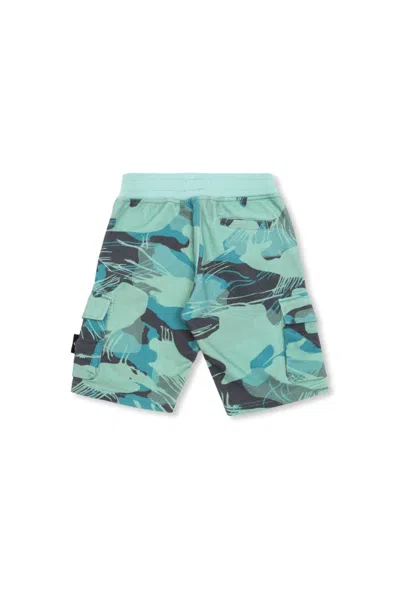 Stone Island Compass-badge Cotton Shorts In Emerald