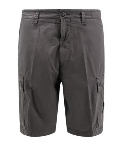 Stone Island Compass-badge Cotton Shorts In Gray