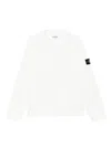 Stone Island Regular-fit Crewneck Sweatshirt With Elasticated Cuffs In White