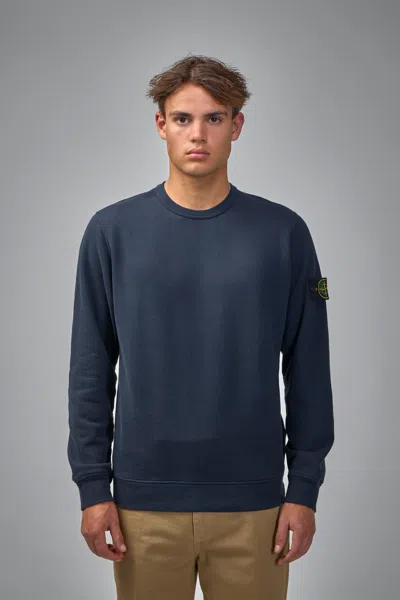 Stone Island Compass Badge Cotton Sweatshirt In Blue