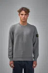 Stone Island Compass Badge Cotton Sweatshirt In Gray