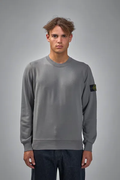 Stone Island Compass Badge Cotton Sweatshirt In Gray