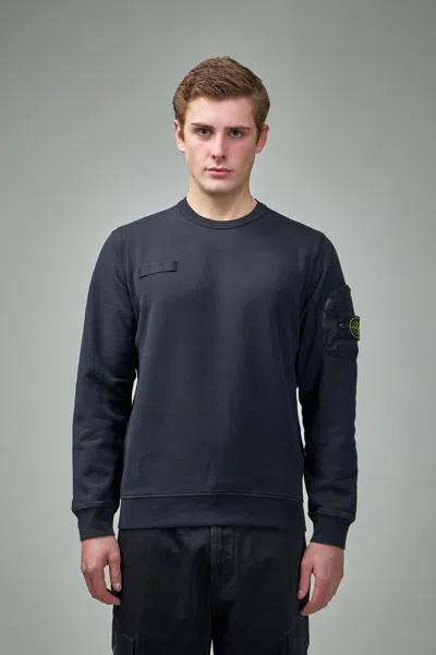 Stone Island Compass Badge Cotton Sweatshirt In Black