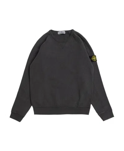Stone Island Compass-badge Cotton Sweatshirt In Black