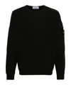Stone Island Lightweight Wool Crew Neck Pullover In Black