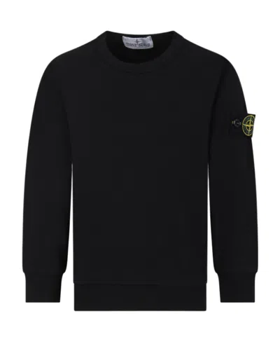 Stone Island Compass-badge Cotton Sweatshirt In Black