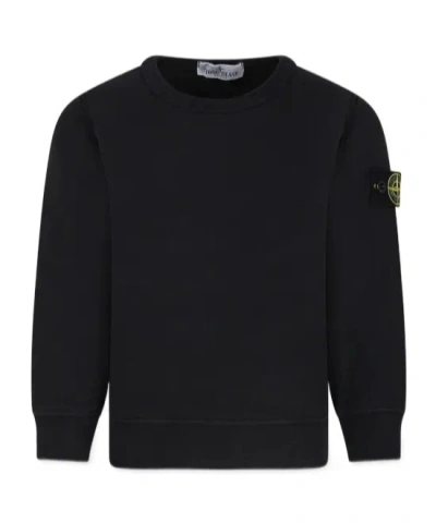 Stone Island Compass-badge Cotton Sweatshirt In Black