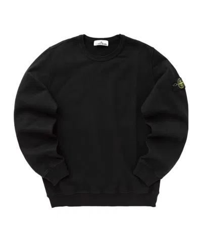 Stone Island Compass-badge Cotton Sweatshirt In Black