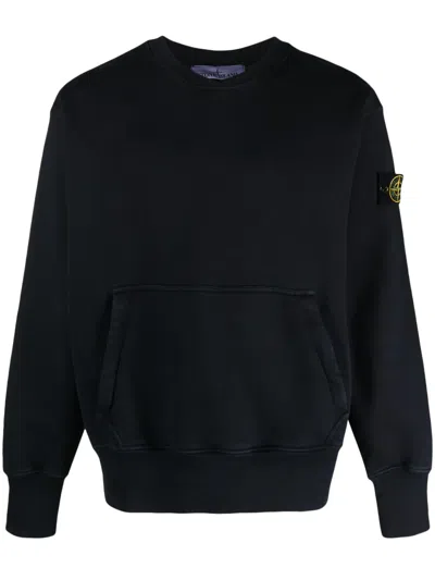 Stone Island Compass-badge Cotton Sweatshirt In Blue
