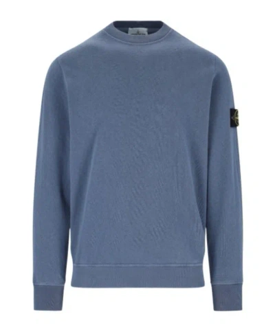 Stone Island Compass-badge Cotton Sweatshirt In Blue