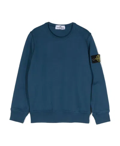 Stone Island Compass-badge Cotton Sweatshirt In Blue