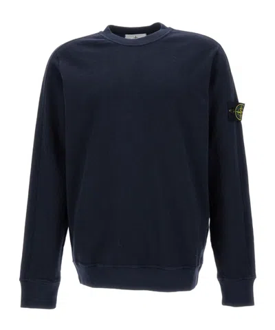 Stone Island Compass-badge Cotton Sweatshirt In Blue