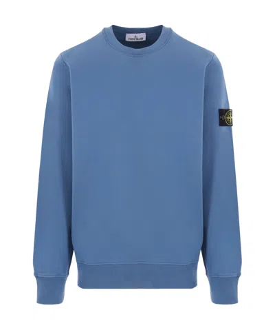 Stone Island Logo Patch Crewneck Sweatshirt In Blue