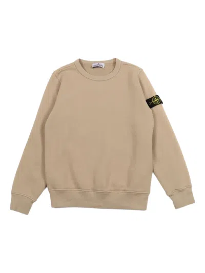 Stone Island Kids' Compass-badge Cotton Sweatshirt In Brown