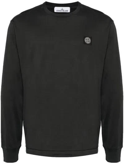 Stone Island Compass-appliqué Cotton Sweatshirt In Black
