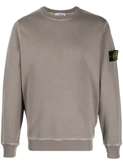 Stone Island Compass-badge Cotton Sweatshirt In Gray