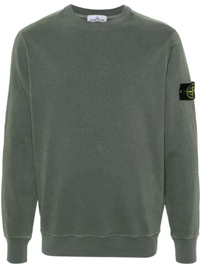 Stone Island Compass-badge Cotton Sweatshirt In Green