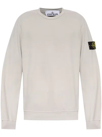 Stone Island Compass Cotton Jersey Sweatshirt In White