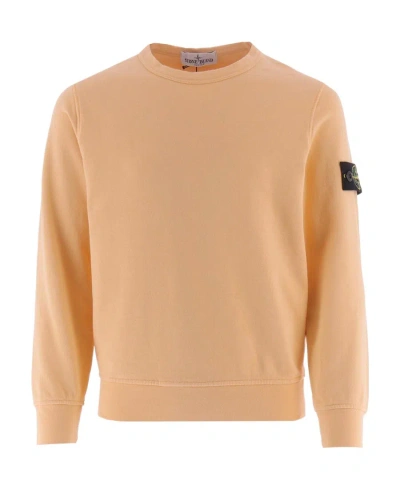 Stone Island Compass-badge Cotton Sweatshirt In Orange