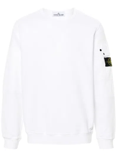 Stone Island Cotton Sweatshirt In White