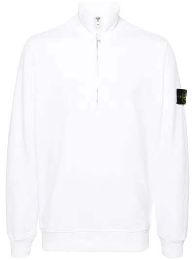 Stone Island Compass Badge Cotton Sweatshirt In White