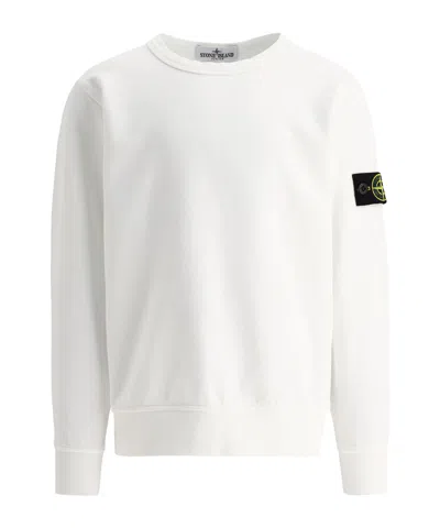 Stone Island Compass-badge Cotton Sweatshirt In White