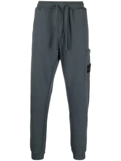 Stone Island Compass-badge Cotton Track Pants In Blau