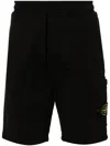 Stone Island Minimalist Black Activewear Shorts With Elastic Drawstring Waistband In Black
