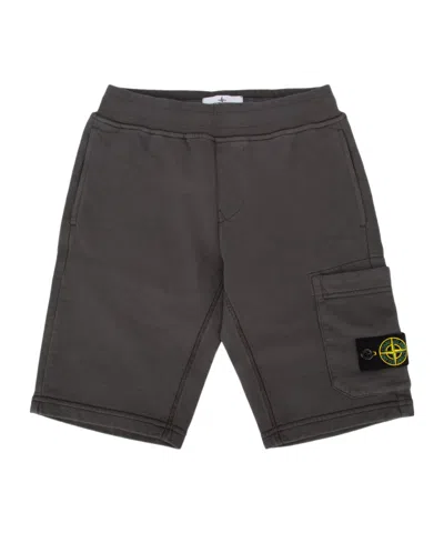 Stone Island Compass-badge Cotton Track Shorts In Gray