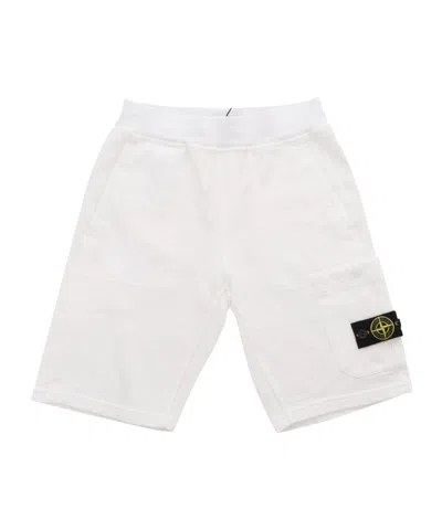 Stone Island Compass-badge Cotton Track Shorts In White